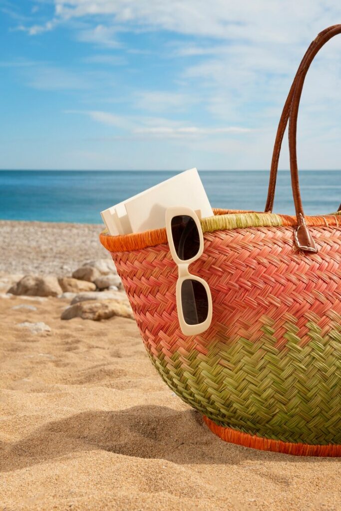 Petit sac de plage en Kikoy Marin | Simone et Georges